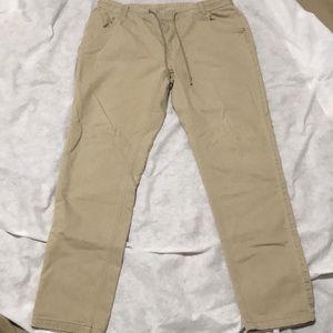 Khaki drawstring lightweight pants